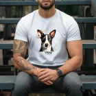 Névvel kérhető - Trikolor Basenji portré férfi póló
