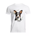 Névvel kérhető - Trikolor Basenji portré férfi póló