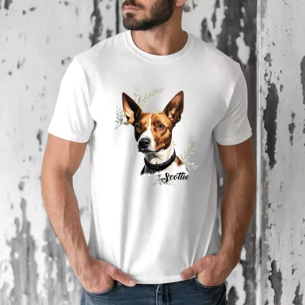 Névvel kérhető - Barna Basenji portré férfi póló