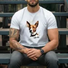 Névvel kérhető - Barna Basenji portré férfi póló