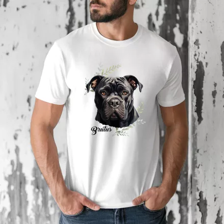 Névvel kérhető - Fekete Cane Corso portré férfi póló