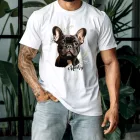 Névvel kérhető - Fekete francia bulldog portré férfi póló