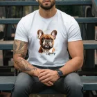 Névvel kérhető - Barna francia bulldog portré férfi póló