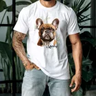 Névvel kérhető - Barna francia bulldog portré férfi póló