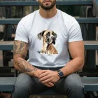 Névvel kérhető - Barna (dán) német dog portré férfi póló