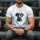 Névvel kérhető - Fekete (dán) német dog portré férfi póló