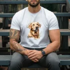 Névvel kérhető - Sárga Labrador Retriever portré férfi póló