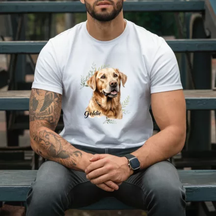 Névvel kérhető - Sárga Labrador Retriever portré férfi póló