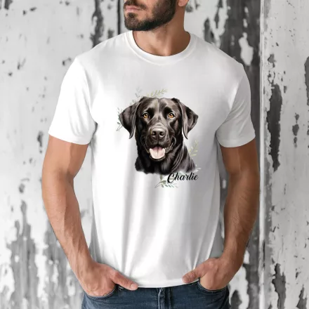 Névvel kérhető - Fekete Labrador Retriever portré férfi póló