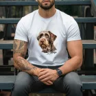 Névvel kérhető - Német drótszőrű vizsla portré férfi póló