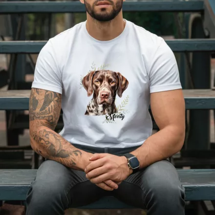 Névvel kérhető - Német rövidszőrű vizsla portré férfi póló