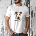 Névvel kérhető - Drótszőrű fox terrier portré férfi póló