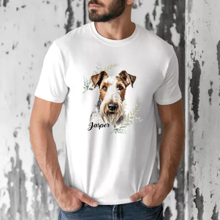 Névvel kérhető - Drótszőrű fox terrier portré férfi póló