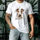 Névvel kérhető - Drótszőrű fox terrier portré férfi póló