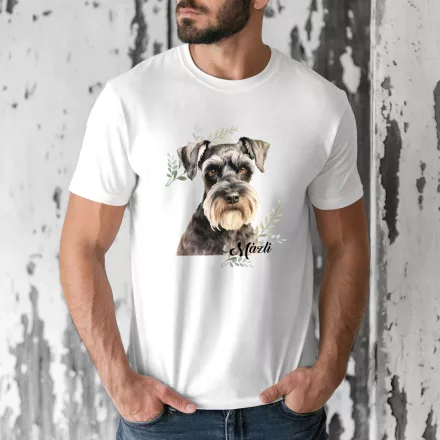 Névvel kérhető - Törpe schnauzer portré férfi póló