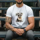 Névvel kérhető - Törpe schnauzer portré férfi póló