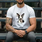 Névvel kérhető - Fekete bullterrier portré férfi póló