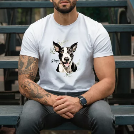 Névvel kérhető - Fekete bullterrier portré férfi póló