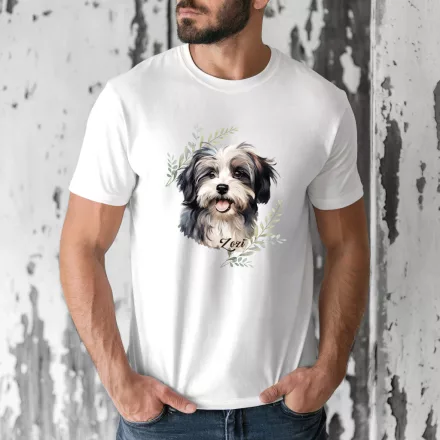 Névvel kérhető - Szürke Havanese portré férfi póló