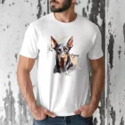 Névvel kérhető - Álló fülű Dobermann portré férfi póló