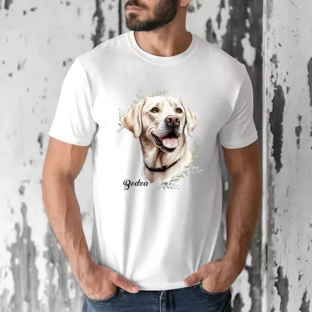 Névvel kérhető - Fehér labrador portré férfi póló