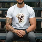 Névvel kérhető - Fehér labrador portré férfi póló
