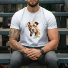 Névvel kérhető - Barna Amerikai Pitbull terrier portré férfi póló