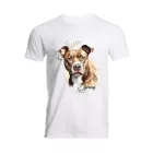 Névvel kérhető - Barna Amerikai Pitbull terrier portré férfi póló
