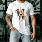 Névvel kérhető - Barna Amerikai Pitbull terrier portré férfi póló