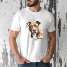 Névvel kérhető - Barna Amerikai Pitbull terrier portré férfi póló