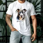Névvel kérhető - Szürke Amerikai Pitbull terrier portré férfi póló