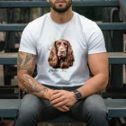 Névvel kérhető - Barna angol cocker spániel portré férfi póló
