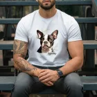 Névvel kérhető - Boston terrier portré férfi póló