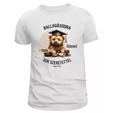 Névvel kérhető Maci mintás férfi póló Ballagásra