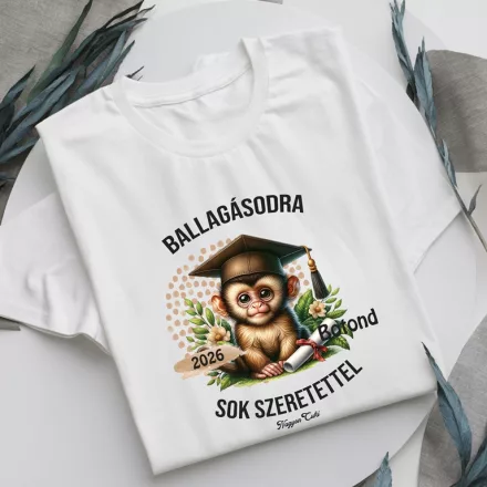 Névvel kérhető Maki mintás férfi póló Ballagásra