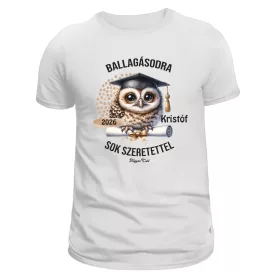 Névvel kérhető Bagoly mintás férfi póló Ballagásra