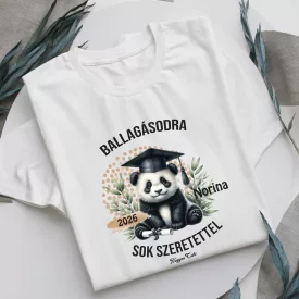 Névvel kérhető Panda mintás férfi póló Ballagásra