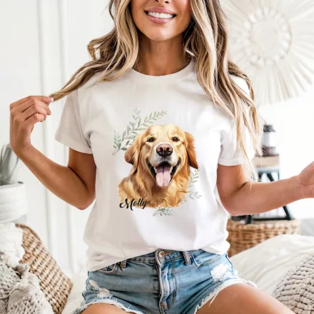 Névvel kérhető - Golden Retriever portré női póló