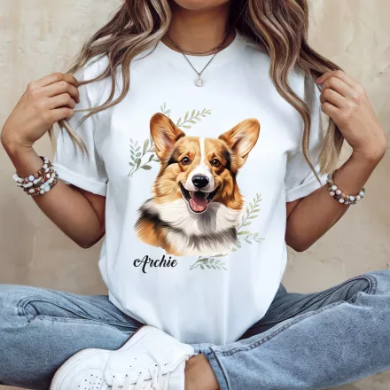 Névvel kérhető - Pembroke Welsh Corgi portré női póló