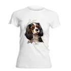 Névvel kérhető - Trikolor Cavalier King Charles spániel portré női póló