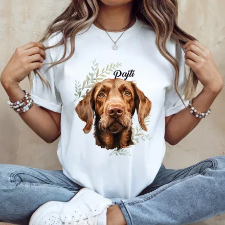 Névvel kérhető - Drótszőrű magyar vizsla portré női póló