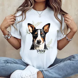 Névvel kérhető - Trikolor Basenji portré női póló
