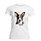 Névvel kérhető - Trikolor Basenji portré női póló