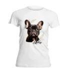 Névvel kérhető - Fekete francia bulldog portré női póló