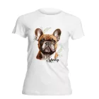 Névvel kérhető - Barna francia bulldog portré női póló