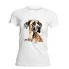 Névvel kérhető - Barna (dán) német dog portré női póló