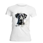 Névvel kérhető - Fekete (dán) német dog portré női póló