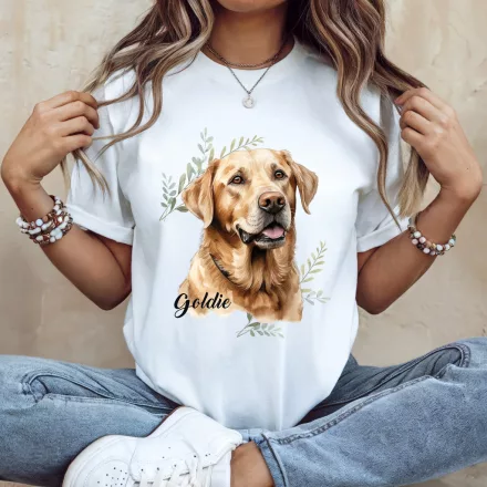 Névvel kérhető - Sárga Labrador Retriever portré női póló
