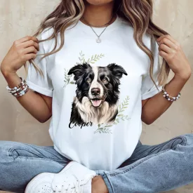 Névvel kérhető - Border Collie portré női póló
