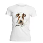 Névvel kérhető - Drótszőrű fox terrier portré női póló